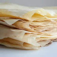 Una pila de finas láminas de masa filo, listas para crear deliciosas recetas.