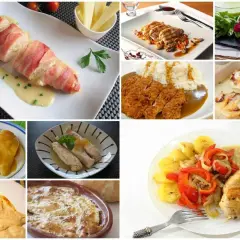 Variedad de platos con pechuga de pollo: envuelta en bacon, empanada, a la parrilla con verduras, gratinada y más.